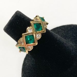 Ross-Simons Emerald band X's O's ring 18kt/Sterling sz 5